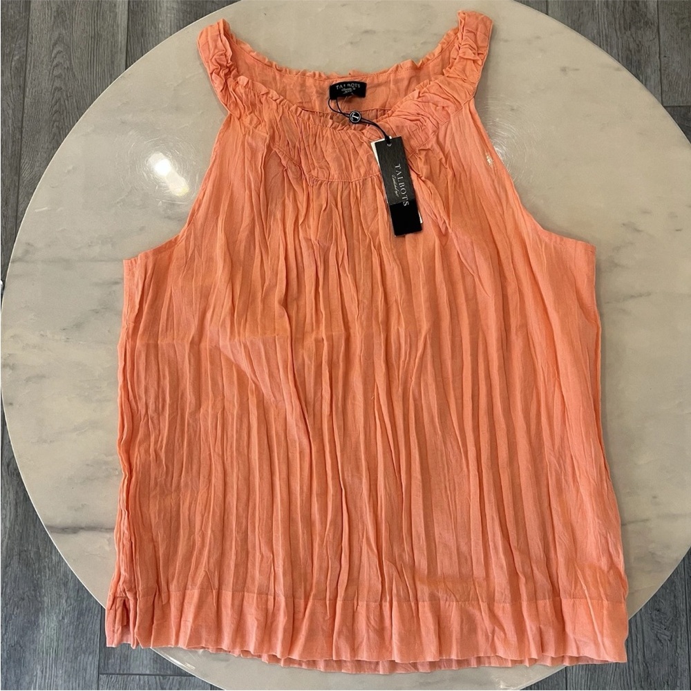 Talbots Coral Sleeveless Crinkle Top.